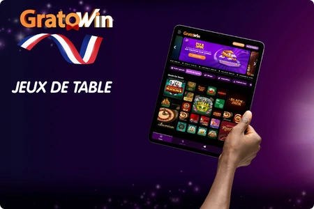 Jeux de table sur GratoWin Casino avec roulette européenne, blackjack multi-main.